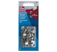 Prym Botones A Presión, Metal, Plata, 15 mm, silberfarbig, 10 Stück