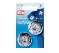 Prym Botones A Presión, Metal, Plateado, 30 mm, silberfarbig, 2 Stück, 2