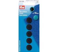 Prym - Botones Cubiertos, de plástico, Negro, 15 mm, 5 Piezas