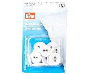 Prym Buttons, Acero Inoxidable, Lino, White, One Size