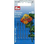 Prym Chenille No.22 - Agujas Para Bordar 6 Piezas, 40 mm Largo x 0,90 mm Grosor, Plata