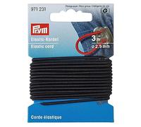 Prym Cordón De Goma Elástica, 60% ED 40% PES, Negro, Ø 2,5 mm