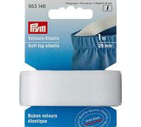 Prym Elastic Tape, White, 25 mm, weiß, 1 m, Velour, Blanco
