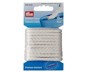 Prym Elástico Estándar, Polyester, Blanco, 5 mm, 10 m