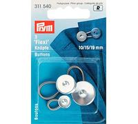 Prym Flexi Buttons with Loop, Plata, Silver, One Size