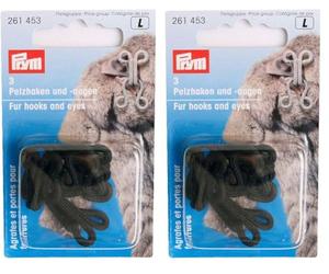 Prym Fur Hooks & Eyes, Black, 3 PC Ganchos Y Ojos, Plastic, Negro, 3 Piezas, 3 (Paquete de 2)