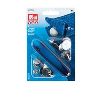 Prym Jeans Smooth Gorra Botones 8 Piezas, 17 mm Tamaño, Plata