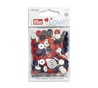 Prym Love Color Snaps Mini Annähoptik r/w/m Press Fasteners, White, Red, Navy, 9 mm