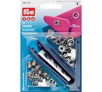 Prym Nähfrei Druckknopf Jersey Zackenring Messing Presiona El Botón, Plata, 10 mm, silberfarbig, 10 Stück