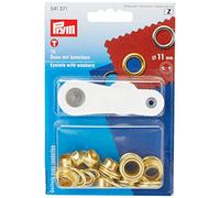 Prym Ojales con Arandelas 15 Piezas, 11 mm Diámetro, Oro