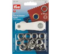 Prym 541370 Ösen und Scheiben 11,0 mm, Messing silberfarbig Anillos Y Discos, Metal, Multicolor, Durchmesser 11 mm, 15