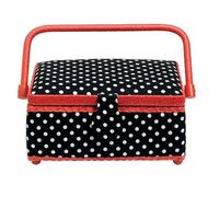 Prym Polka Dots - Cesta de costura con compartimientos en interior, 25 x 15 x 12 cm, color negro, rojo y blanco