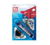 Prym Press Fasteners, Silver, 12 mm Anorak Non-Sew (Pack of 10)
