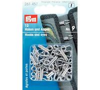 Prym - Prym Silver Steel No.9 ganchos y ojos para chaquetas - 1 unidad