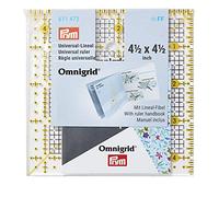 Prym Regla Universal de 4,5 x 4,5 Pulgadas Omnigrid Ruler, Transparent, Black, Yellow, 4,5 x 4,5 Inch