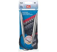 Prym Rundstricknadeln MS 100 cm 12,00 mm silberfarbig Agujas Redondas, latón, Plateado, 12,0 mm
