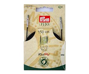 Prym Seil & Zubehör für Rundstricknadeln Natural Agujas Redondas, Metal, Bambú, 150 cm, schwarz, 1 Stück