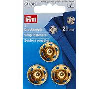 Prym Snap Fasteners, Latón, Gold, 21 mm