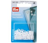 Prym Sujetadores De Presión Cuadrados De Plástico para Coser 15 Piezas, 9 mm Diámetro, Blanco