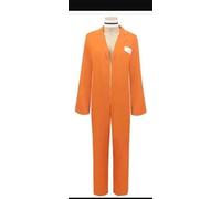 Prytgnsor Mono de prisionero para mujeres y hombres, disfraz de cárcel con letras para reclusos, overol de cárcel para Halloween, adultos, traje criminal (L-03, M)