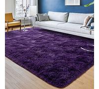 Przemy Alfombra de área de Color Morado Oscuro para Dormitorio, 4 x 6 pies, esponjosa, Peluda, para Sala de Estar, Alfombra mullida súper Suave para habitación de niños y niñas, decoración Interior