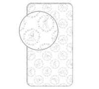 Prześcieradło z gumką, łóżko pojedyncze, Rehkitz Bambi z gwiazdkami, białe, 90 x 200 cm + 25 cm, 100% bawełna, dla dzieci, chłopców i dziewczynek