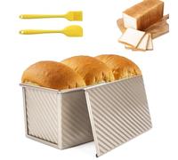 PRZRAO Molde para Hornear Pan con Tapa 21 x 12 x 11, 5 cm Molde de Tostadas con Tapa, 450 g Molde para Pan Tostado de Oro, Molde pan Brioche Antiadherente Ideal para Hornear Cocinar