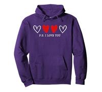 PS I Love You Day Día de San Valentín Corazón Púrpura Mujeres Niños Hombres Sudadera con Capucha