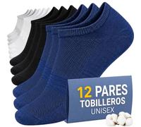 PS PROUTHS 12 Pares Calcetines Tobilleros Hombre Mujer - Calcetines Cortos Hombre Mujer Transpirables Verano, Ajuste Anticaída (FR/ES, Números, 35, 40, Regular, Regular, 4 COLORES SURTIDO)