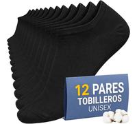 PS PROUTHS 12 Pares Calcetines Tobilleros Hombre Mujer - Calcetines Cortos Hombre Mujer Transpirables Verano, Ajuste Anticaída (FR/ES, Números, 35, 40, Regular, Regular, NEGRO)