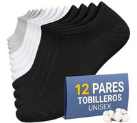 PS PROUTHS 12 Pares Calcetines Tobilleros Hombre Mujer - Calcetines Cortos Hombre Mujer Transpirables Verano, Ajuste Anticaída (FR/ES, Números, 40, 46, Regular, Regular, SURTIDO)