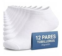 PS PROUTHS 12 Pares, Calcetines Tobilleros Hombre y Mujer - Calcetines Cortos+90% Algodón (FR/ES, Números, 35, 40, Regular, Regular, Blanco)