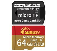 PS Vita - Tarjeta de memoria SD2Vita 6.0 con tarjeta micro SD de 64 GB, tarjeta de memoria flash microSDXC UHS-I de alta velocidad con adaptador de tarjeta SD PSVita para PSV 1000/2000 PSTV FW 3.60