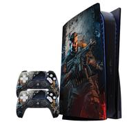 PS5 - Paquete de discos de vinilo para consola y controladores, sin burbujas, fácil aplicación, resistente a los arañazos, eliminación sin residuos, piel de juego personalizada, fabricada en Reino