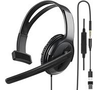 PS5 PS4 Unilateral Headset, 3.5mm Wired Online Gaming One Ear Headset with Microphone for Playstation 5 4, PS4 Pro PS4 Slim Controller, NS-Switch, Laptop, Smartphone, Office Business, con adaptador