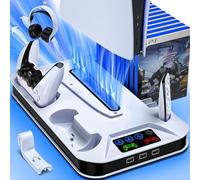PS5/Slim/Pro - Estación de refrigeración con controlador y estación de carga para Sony PSP Console Playstation 5 Slim&Standard Disc/consola digital, accesorios de refrigeración PS5 Pro, incluye