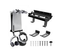 PS5 Wall Mount Kit Compatible with PS5 Digital/Disc Edition, with Hooks to Store VR Glasses, Headset, PS5 Controllers
