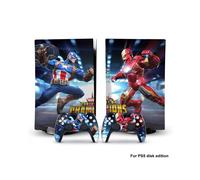 PS5dg-0359 - Adhesivo de vinilo de Capitán América, Iron Man y Venom para consola PS5 Disk Edition y 2 mandos
