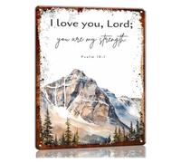 Psalm 18 1 Metal Wall-Art I Love You Lord Worship Scripture Vintage Tin Sign for Prayer Room Den Reading Corner Bathroom 8 X 12 inch