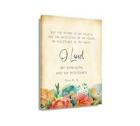 Psalm 19 14 Bible Verse Wall Art Let The Words Of My Mouth Be Acceptable Scripture Print Christian Home Wall Decor Inspirational Faith Gift(Framed,12x18inch(30x45cm))