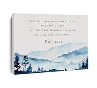 Psalm 27:1 Scripture Art Canvas, The Lord is My Light Watercolor Print for Christian Home Decor(Framed,16x24inch(40x60cm))