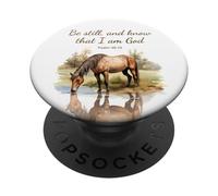 Psalm 46:10 Be Still, and Know That I Am God, Girls Horse PopSockets PopGrip Adhesivo