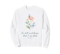 Psalm 46:10 Be Still & Know - Women Girls Butterfly (White) Sudadera