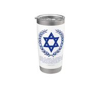 Psalms 122:6-9 Star of David Israel Bible Verse Greek Vaso térmico de acero inoxidable de doble pared
