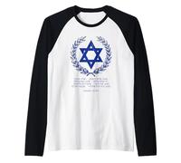Psalms 122:6-9 Star of David Israel Bible Verse Hebrew Camiseta Manga Raglan