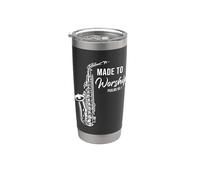 Psalms 95:1 Made to Worship Christian Praise Saxophone Vaso térmico de acero inoxidable de doble pared