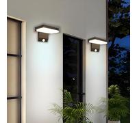 Psatfito G Lámpara de pared para exteriores de 24 W con sensor de movimiento, 2250 lm 6000 K, iluminación de pared exterior, IP66, impermeable, moderna, para casa, porche, garaje, paquete de 2, color