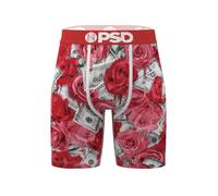 PSD Calzoncillo Bóxer Hombre Rosas Dinero Rojo Blanco | Calzoncillo Cintura Elástica y Microfibra Estampado Regalo Original Talla L