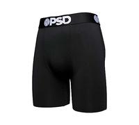 PSD, Calzoncillos tipo bóxer básicos lisos para hombre, entrepierna de 18 cm, transpirable y de apoyo, con tela que absorbe la humedad, Negro -, Small