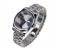 PSDFJAD ZHGUIMING Caja con bisel pulido liso con cristal de zafiro y correa presidencial for movimiento NH35 NH36 NH34 Esfera de 28,5 mm SKX Watch Mod(2,39mm)